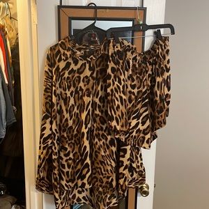 2 piece leopard print short set